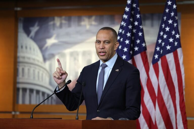 House Minority Leader Hakeem Jeffries holds a press conference on congressional redistricting at the US Capitol on May 13.