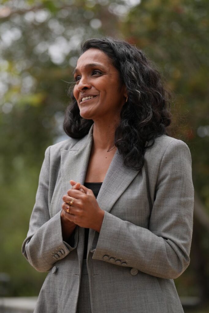Nithya Raman, a candidate in the Los Angeles mayoral race, speaks during a news conference on May 28 in Los Angeles.