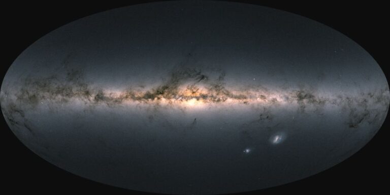 Data from more than 1.8 billion stars have been used to create this map of the Milky Way as captured by Gaia.