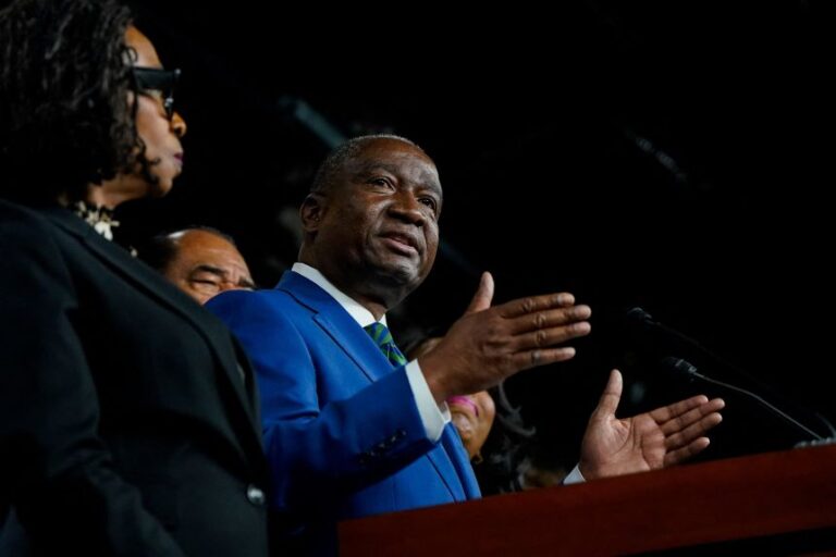 Rep. Cleo Fields speaks during a Congressional Black Caucus news conference regarding the US Supreme Court decision to block an electoral map that had given Louisiana a second Black-majority congressional district, on Capitol Hill on April 29, 2026.