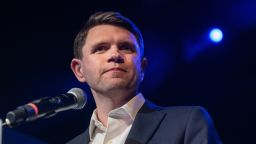 State Rep. James Talarico speaks at a rally after securing the Democratic Party Senate nomination at Emo's in Austin, Texas, on March 4.