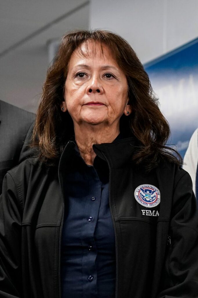 Karen Evans during a news conference at FEMA headquarters in January.