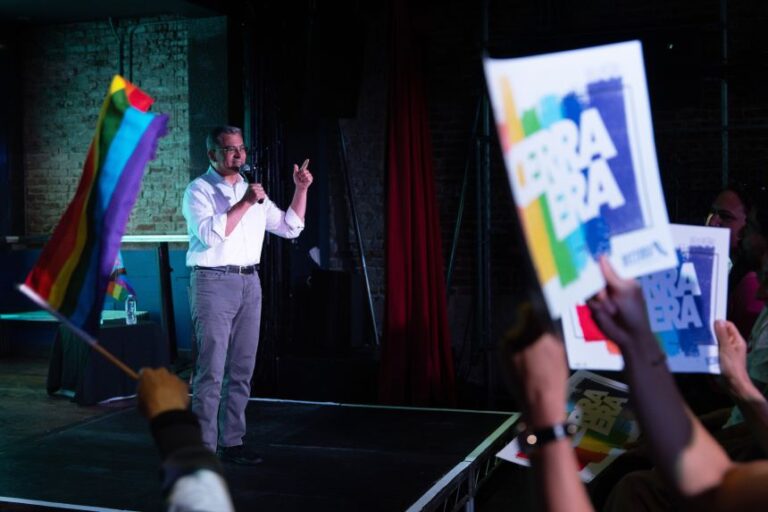 California gubernatorial candidate Xavier Becerra speaks during a campaign event in West Hollywood, California on May 28.