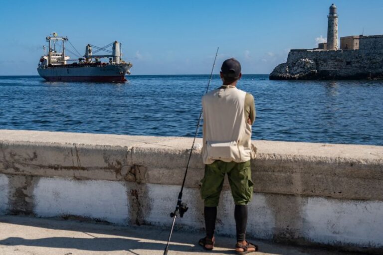 The Asian Katra, a Panama-flagged cargo ship, arrives in Havana Bay carrying humanitarian aid from Mexico, on Monday.