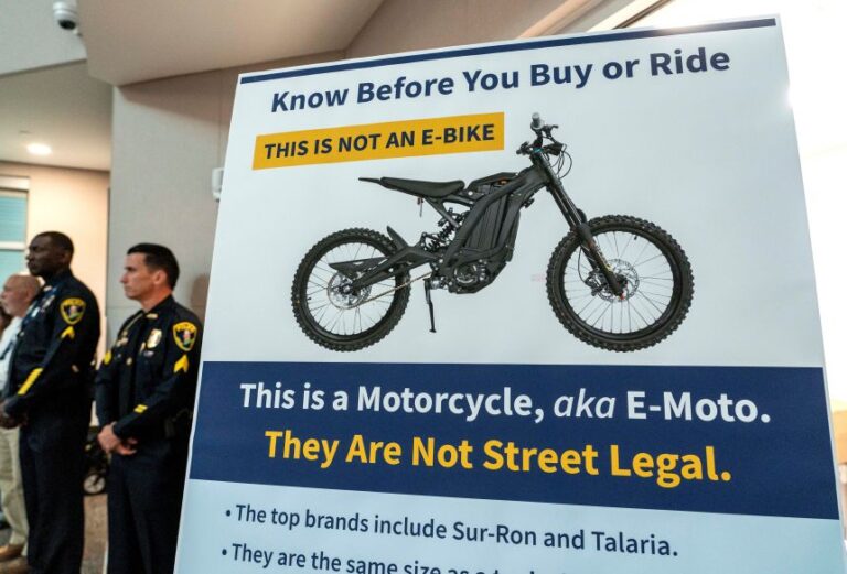 Officials in Jupiter, Florida, host an e-bike town hall on March 20, 2025. Interest in e-bike safety rose in the town following the death that month of a middle school student.