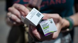 THOMASVILLE, AL - MAY 4: Katie holds Raymond's testosterone supply after successfully filling his prescription at Walgreens in Thomasville, Ala. on May 4, 2023. (Photo by Rory Doyle for The Washington Post via Getty Images)