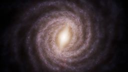 On this artist impression of the Milky Way, based on data from the European Space Agency’s Gaia telescope.