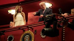 U.S. President Donald Trump and first lady Melania Trump attend the opening night of 'Chicago' at the John F. Kennedy Memorial Center for the Performing Arts, renamed by the Trump administration to The Donald J. Trump and The John F. Kennedy Memorial Center for the Performing Arts, in Washington, D.C., U.S., March 31, 2026. REUTERS/Evan Vucci
