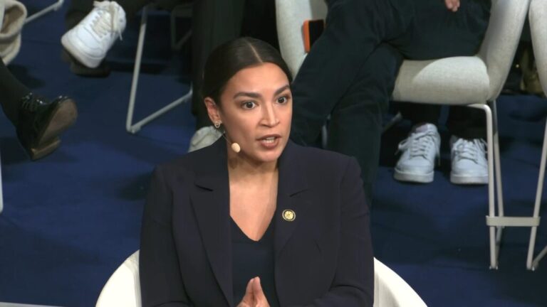 <p>Congresswoman Alexandria Ocasio-Cortez answers a question about Taiwan at the Munich Security Conference</p>