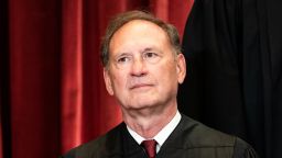 Justice Samuel Alito sits during a group photo of the justices at the Supreme Court in Washington, DC, on April 23, 2021.