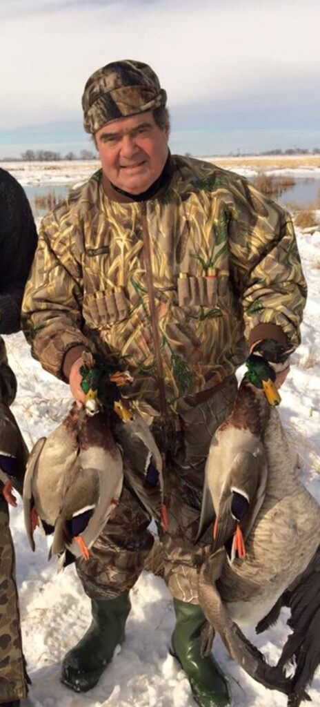 This image posted by former US Rep. Jeff Fortenberry of Nebraska in February 2016 shows US Supreme Court Justice Antonin Scalia during a duck hunting trip with Fortenberry.