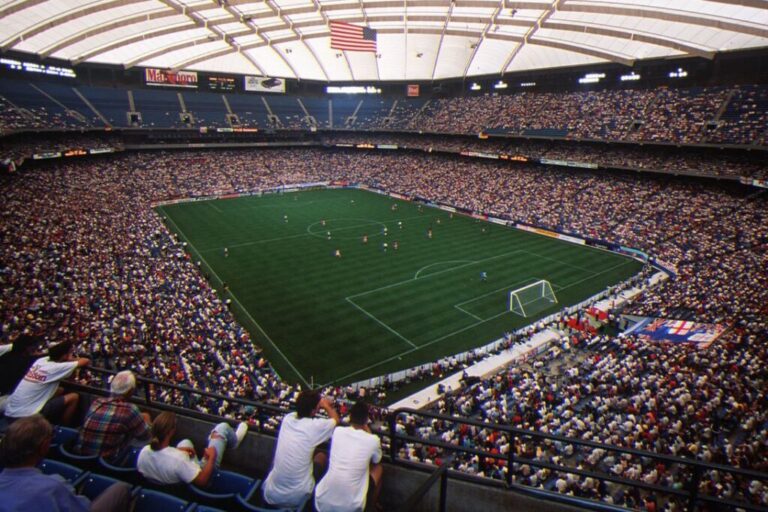 The now-defunct Pontiac Silverdome in Michigan was modified with a natural grass pitch engineered by Rogers ahead of the 1994 World Cup.