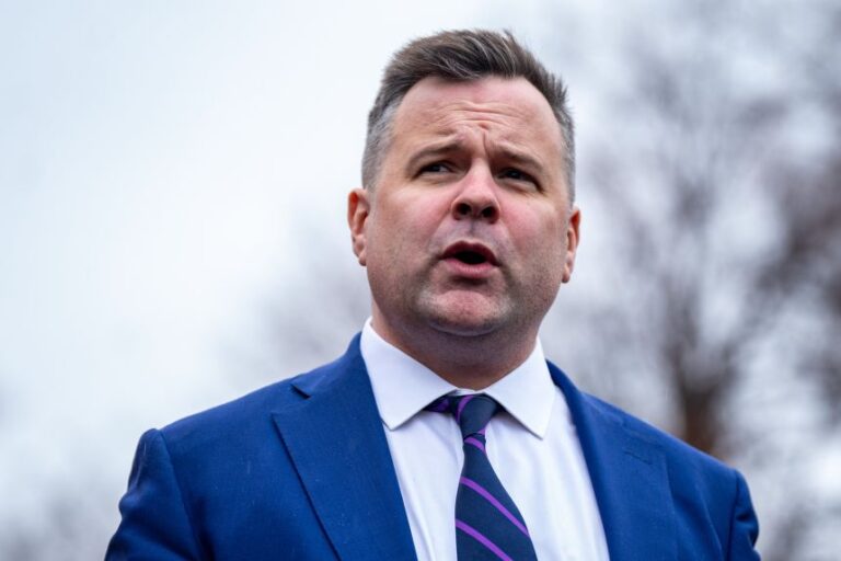 William Pulte, director of the Federal Housing Finance Agency (FHFA), speaks to the media outside the White House on January 9.