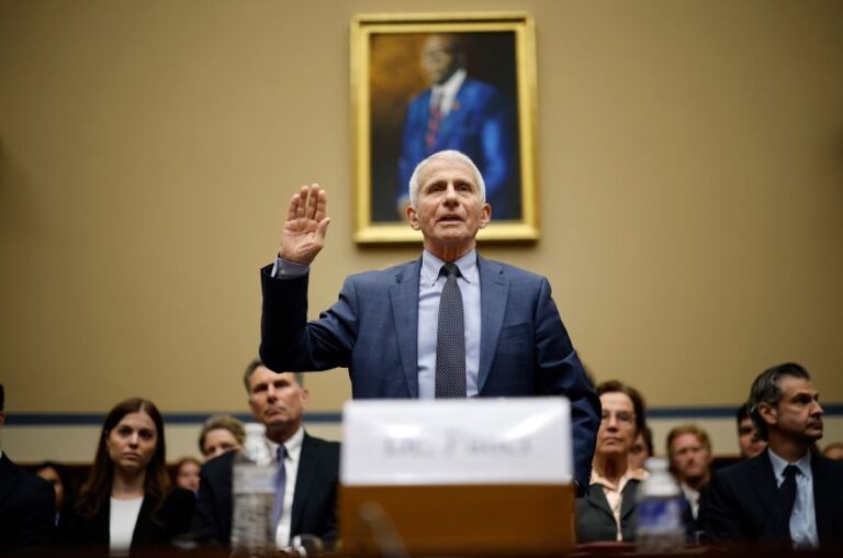 Dr. Anthony Fauci is sworn-in before testifying before the House Oversight and Accountability Committee Select Subcommittee on the Coronavirus Pandemic at the Rayburn House Office Building in Washington, DC on June 3, 2024.