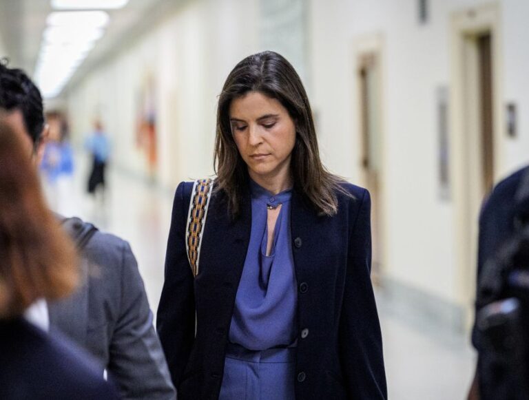 Jeffrey Epstein's former assistant Sarah Kellen arrives to testify at a closed-door interview with the House Oversight Committee on May 21, 2026 in Washington, DC.