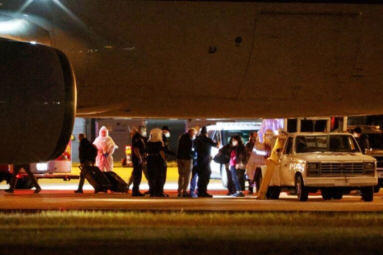 Passengers from the MV Hondius arrive in Nebraska on May 11.