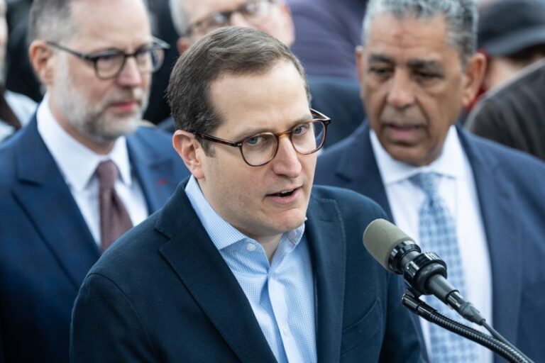 Micah Lasher, a New York state assemblymember, speaks in New York City on May 8, 2026.