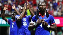 Soccer Football - FIFA World Cup 2026 - Group C - Morocco v Haiti - Atlanta Stadium, Atlanta, Georgia, U.S. - June 24, 2026
Haiti's Ricardo Ade applauds fans after the match IMAGN IMAGES via Reuters/Jordan Godfree TPX IMAGES OF THE DAY