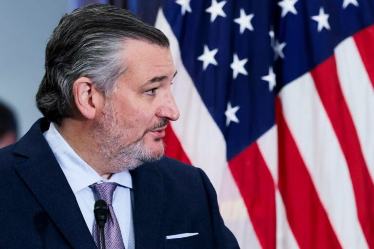 Cruz holds a press conference with families who lost loved ones in the January 29, 2025, plane crash at Washington Reagan National Airport on December 15, 2025.