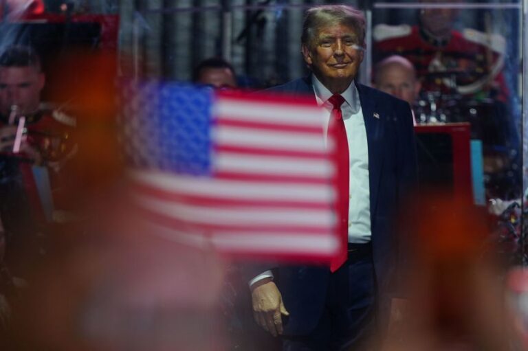 President Donald Trump stands on stage after speaking at the opening of the Great American State Fair on the National Mall, Wednesday, June 24, in Washington, DC.