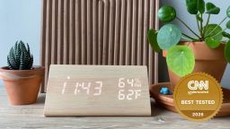 Sunrise alarm clock next to two plants.