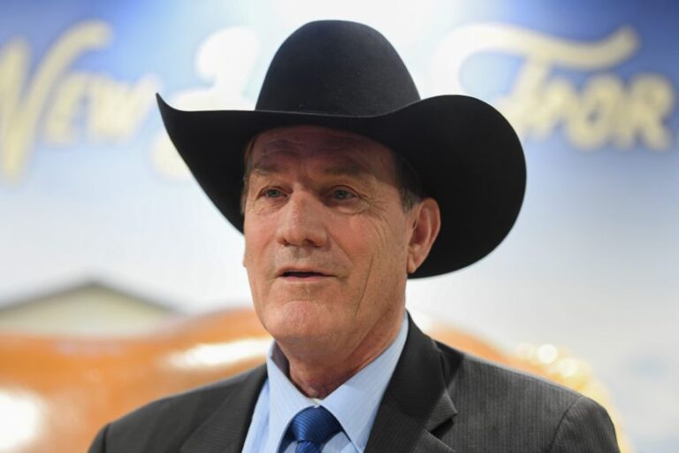 South Dakota Governor Larry Rhoden speaks with the press on April 8, at McCrossan Boys Ranch in Sioux Falls, South Dakota.