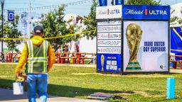 Worker continue construction and final preparations at the FIFA Fan Festival site in downtown Houston ahead of the FIFA World Cup 2026. Event organizers provided media with a preview of the venue, which will host public viewing events, entertainment activities and fan experiences throughout the tournament.