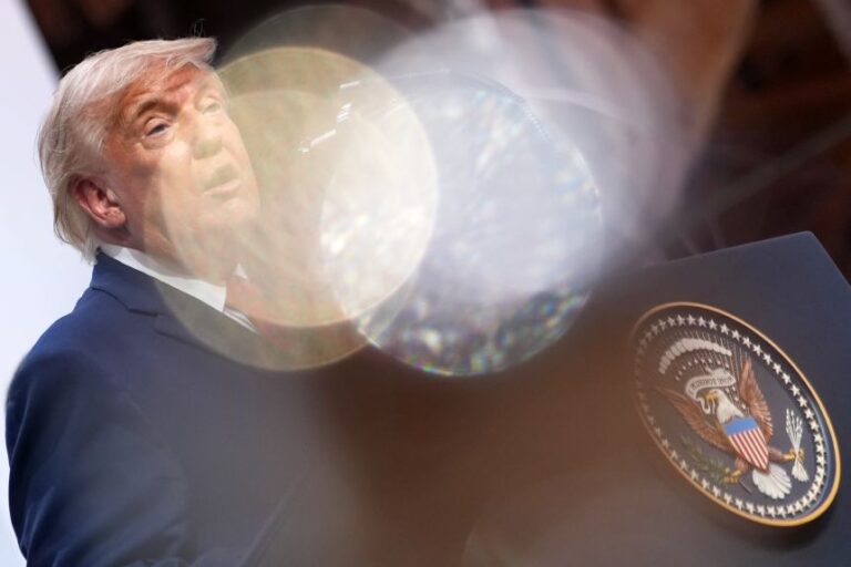 President Donald Trump speaks during a news conference at the G7 summit on June 17, 2026, in Evian-les-Bains, France.