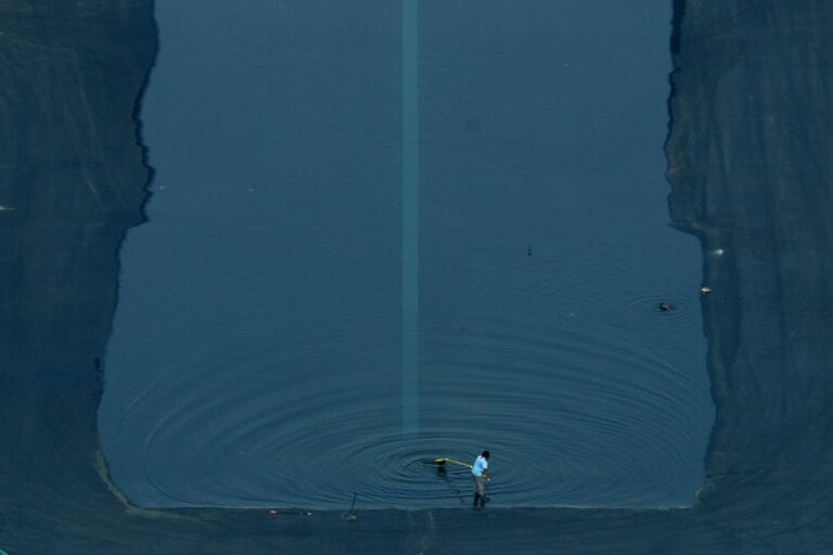 The Lincoln memorial Reflecting Pool is partially filled with water on June 05, 2026 in Washington, DC. Painting the landmark pool is part of President Donald Trump's effort to repair Washington landmarks in for preparation the country’s 250th birthday this summer.
