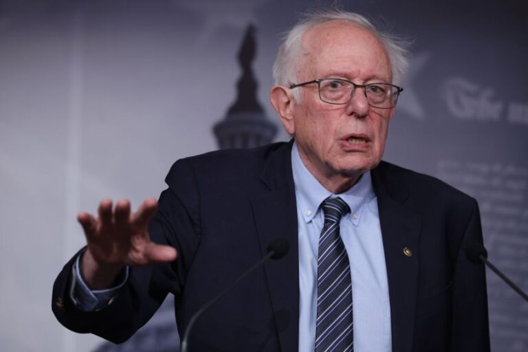 Sen. Bernie Sanders speaks during a news conference at the US Capitol on May 20 in Washington, DC.