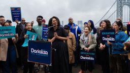 Darializa Avila Chevalier, a Democratic candidate for New York's 13th Congressional District, at a campaign rally in New York, May 25, 2026. New York Mayor Zohran Mamdani is seriously considering getting behind Avila Chevalier, a democratic socialist challenging Rep. Adriano Espaillat (D-N.Y.) in the Upper Manhattan House primary.