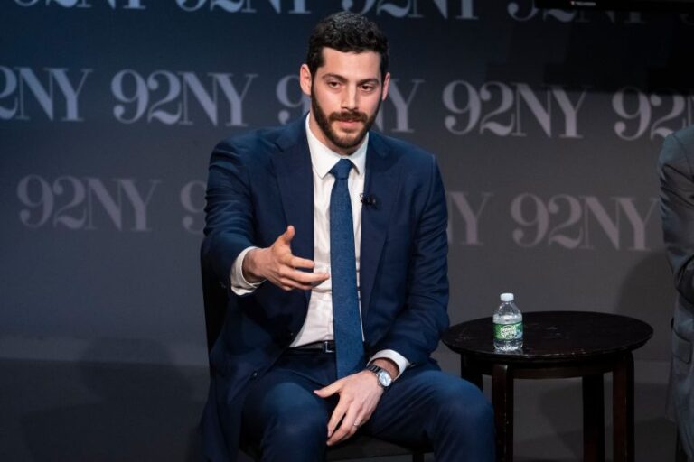 Alex Bores, a democratic candidate in New York's 12th Congressional District, speaks during