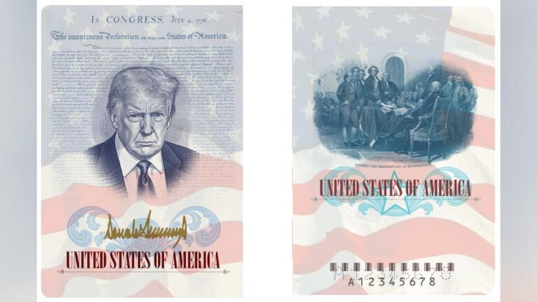 This previous rendering shows a US passport with a different image of President Donald Trump on the inside.
