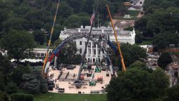 Construction continues for the upcoming UFC match on the South Lawn of the White House on May 26, 2026.