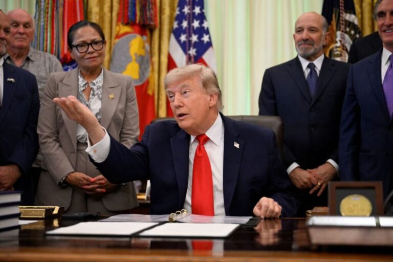 US President Donald Trump speaks in the Oval Office at the White House in Washington, DC, on Thursday.