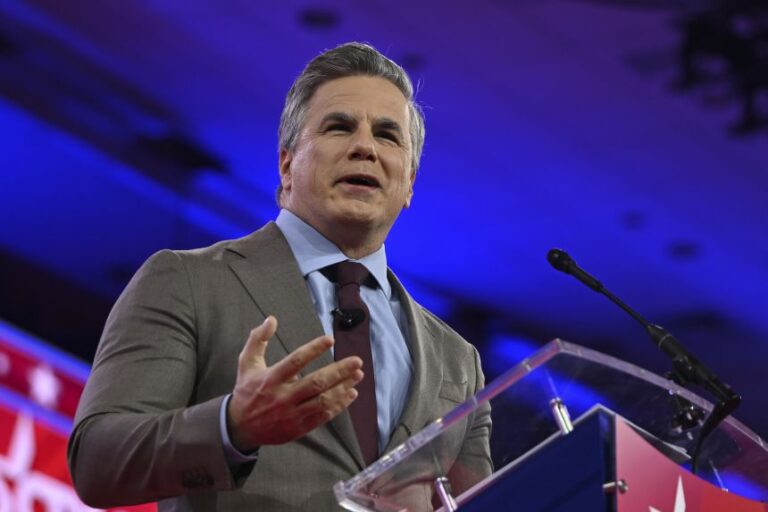 President of Judicial Watch Tom Fitton speaks during the 2024 Conservative Political Action Conference in National Harbor, Maryland, on February 24, 2024.