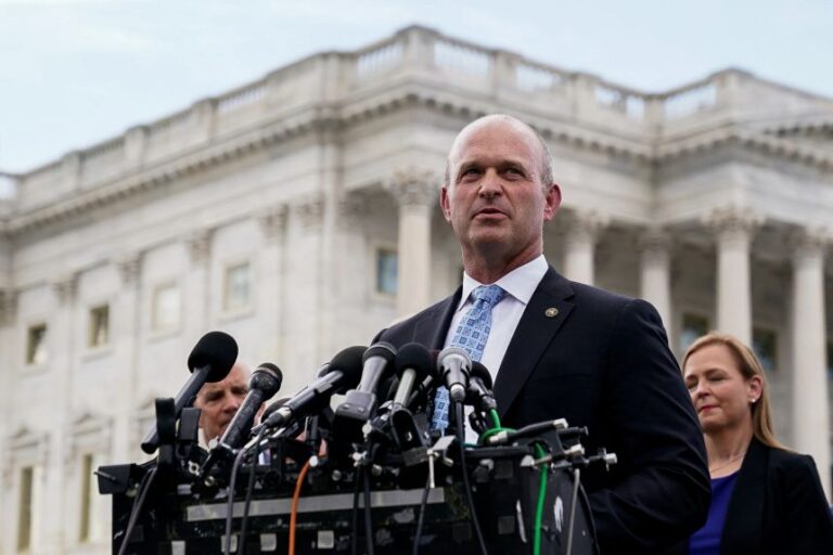 Heritage Foundation President Kevin Roberts speaks during a press conference on Capitol Hill in Washington on September 12, 2023.