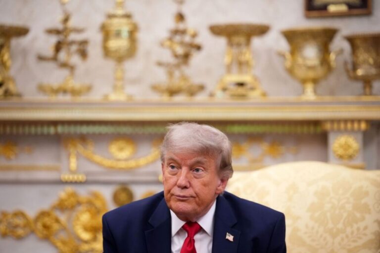 President Donald Trump attends a meeting with NATO Secretary-General Mark Rutte in the Oval Office of the White House on June 24, 2026 in Washington, DC.