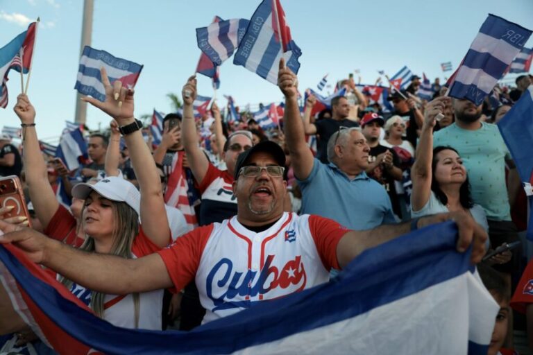 Yordanis Diaz Candelario joins others for a Free Cuba rally that brought together political leaders, activists, artists, and community members on March 24 in Hialeah, Florida.