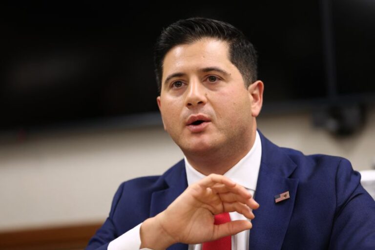 Assistant US Attorney for the Central District of California Bill Essayli speaks during a news conference to discuss fraud prevention on January 9, 2026, in Los Angeles, California.