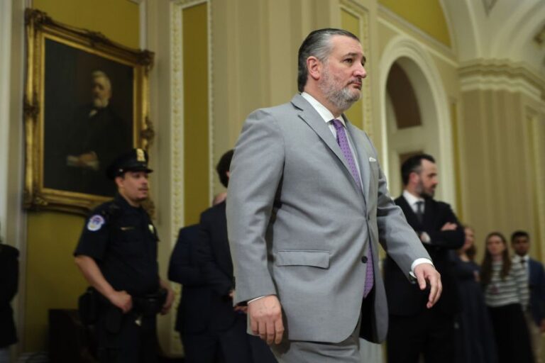 Cruz leaves the Senate Chamber for a meeting with President Donald Trump on Capitol Hill on Wednesday in Washington, DC.