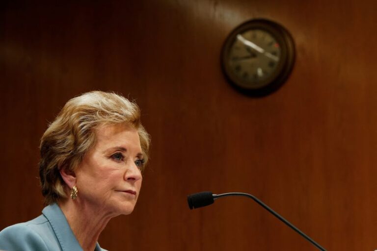 U.S. Department of Education Secretary Linda McMahon, shown testifying before a US Senate subcommittee, says the changes will provide more help for families of kids with disabilities.