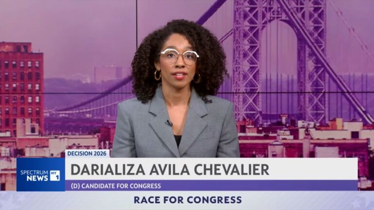 Darializa Avila Chevalier speaks during a Democratic primary debate with her opponent, incumbent Rep. Adriano Espaillat.