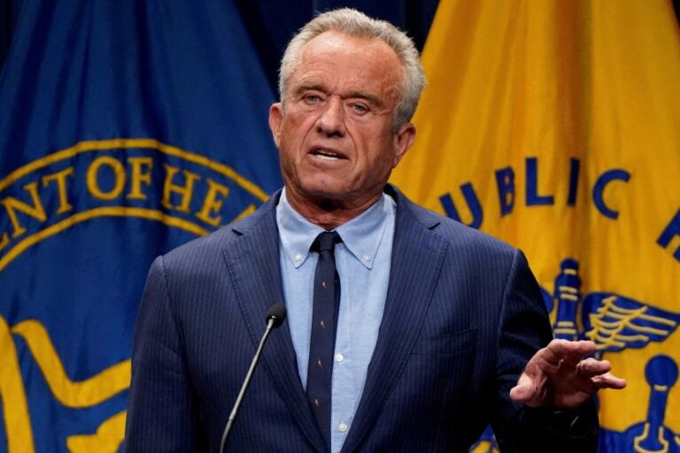 Health and Human Services Secretary Robert F. Kennedy, Jr. during a press conference at the Department of Health and Human Services in Washington, DC, on April 16, 2025.