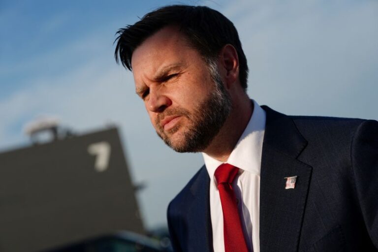 Vice President JD Vance speaks to members of the media before boarding Air Force Two as he leaves Switzerland after meeting with representatives from Iran to negotiate details of their peace agreement at Emmen Air Base, near Lucerne, on June 22.