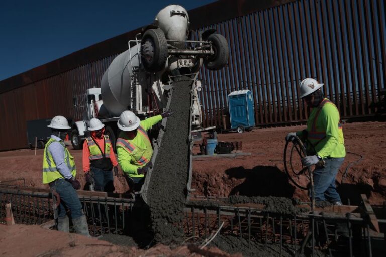 Construction takes place on a section of the border wall between Santa Teresa, New Mexico, and Ciudad Juarez, Mexico, on March 11.