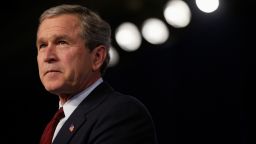 United States President George W. Bush announces his plan for jobs and economic growth at the Economic Club of Chicago. His plan features $674 billion in tax cuts and benefits. (Photo by Brooks Kraft LLC/Corbis via Getty Images)