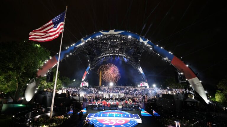 Fireworks explode during UFC Freedom 250, on the South Lawn of the White House, in Washington, D.C. on June 15, 2026.