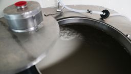 Raw milk sits in a tank before being eventually pasteurized at Ronnybrook Farm in Ancramdale, N.Y., on April 22, 2026. (AP Photo/Mary Conlon)