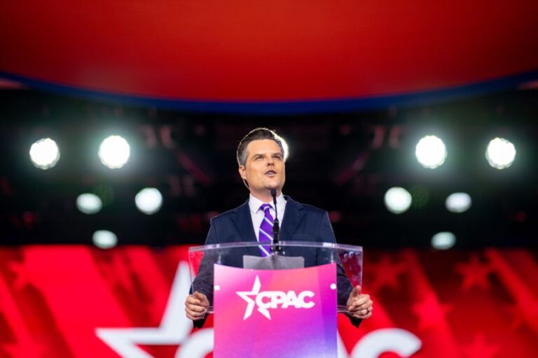 Former US Rep. Matt Gaetz delivers remarks at the Conservative Political Action Conference (CPAC) in Grapevine, Texas, on March 26.